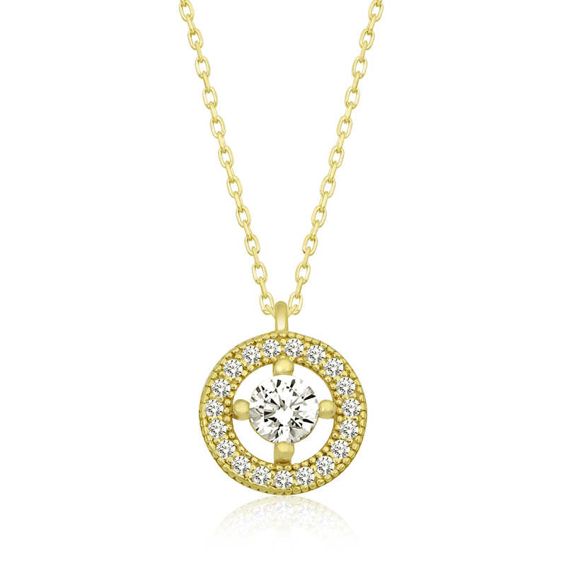 Silver Gold Minimal Round Solitaire Women’s Necklace