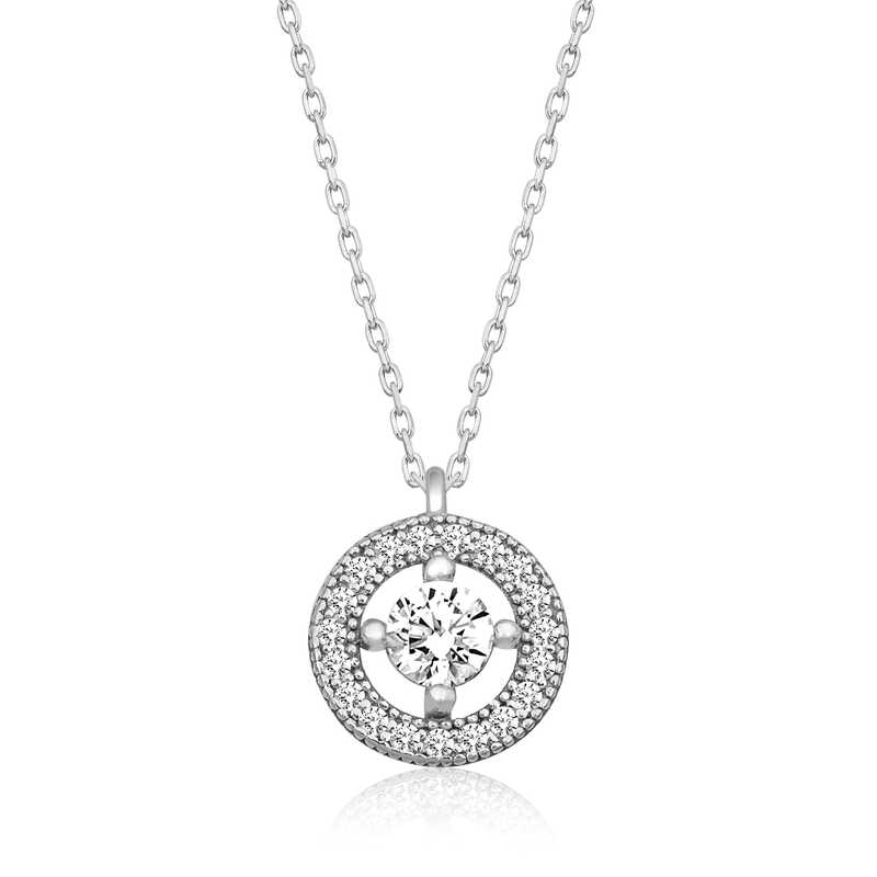 Silver Minimal Round Solitaire Women’s Necklace