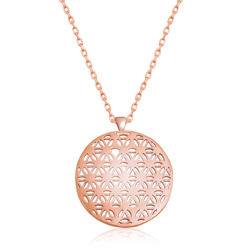 Silver Rose Flower of Life Necklace