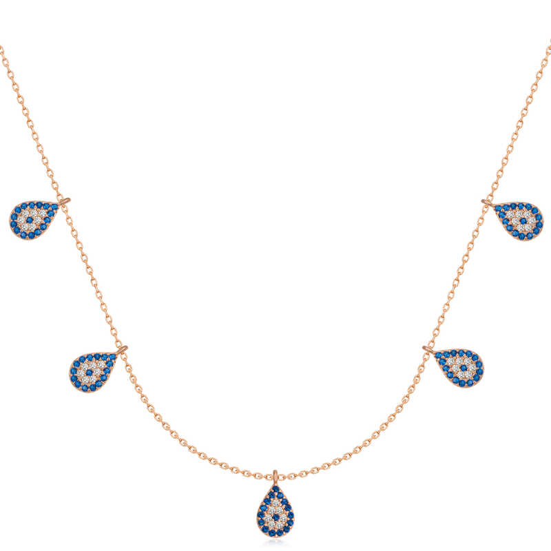 Silver Rose Evil Eye Lucky Women’s Necklace