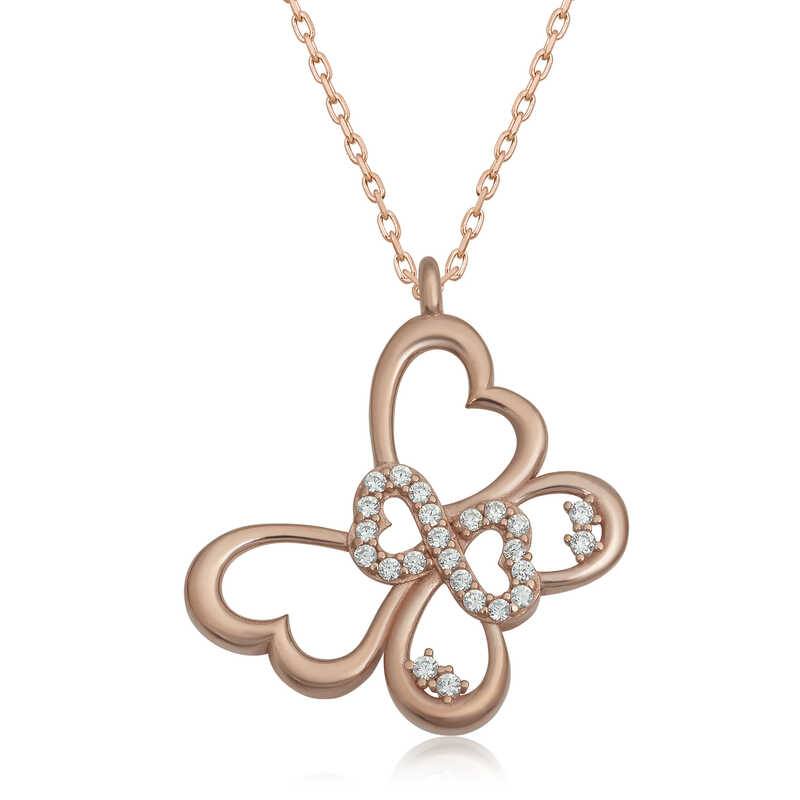 Silver Rose Infinity Butterfly Women’s Necklace