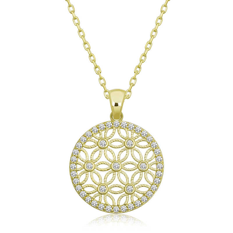 Silver Gold White Stone Flower of Life Women’s Necklace