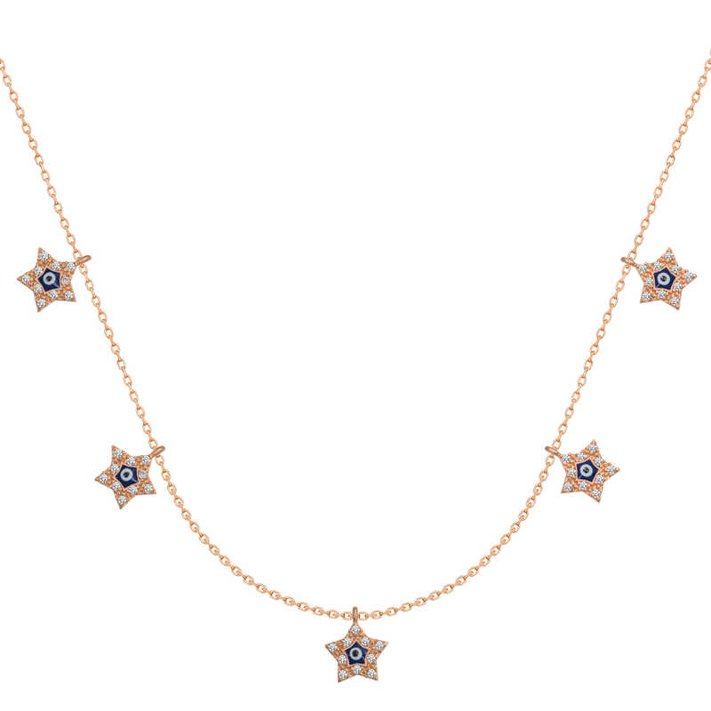 Silver Rose Star Evil Eye Lucky Women’s Necklace