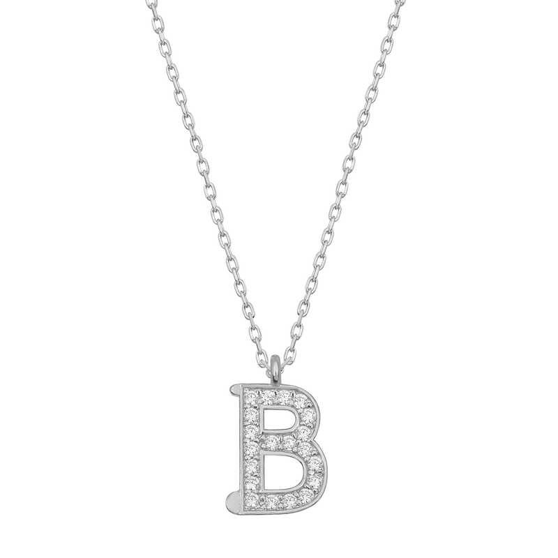Silver Rhodium Letter B Women’s Necklace