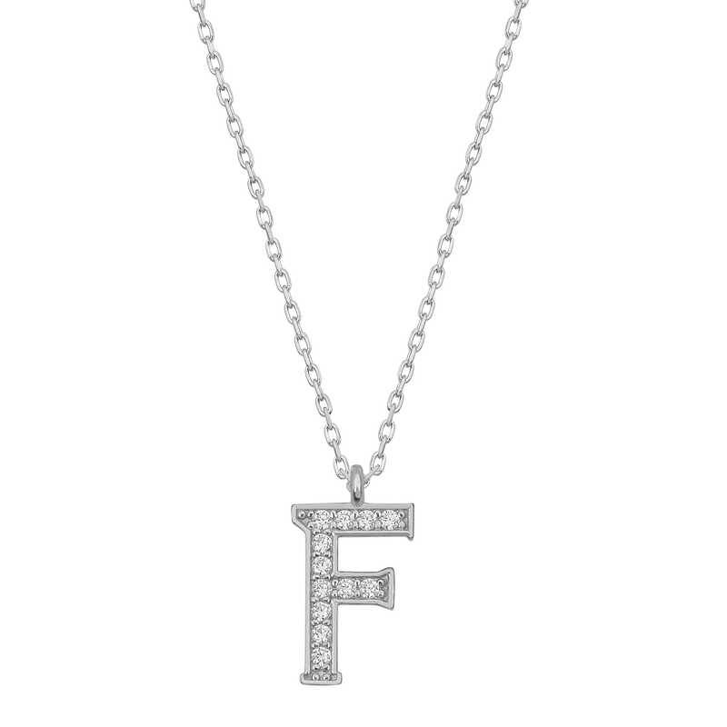 Silver Rhodium Letter F Women’s Necklace