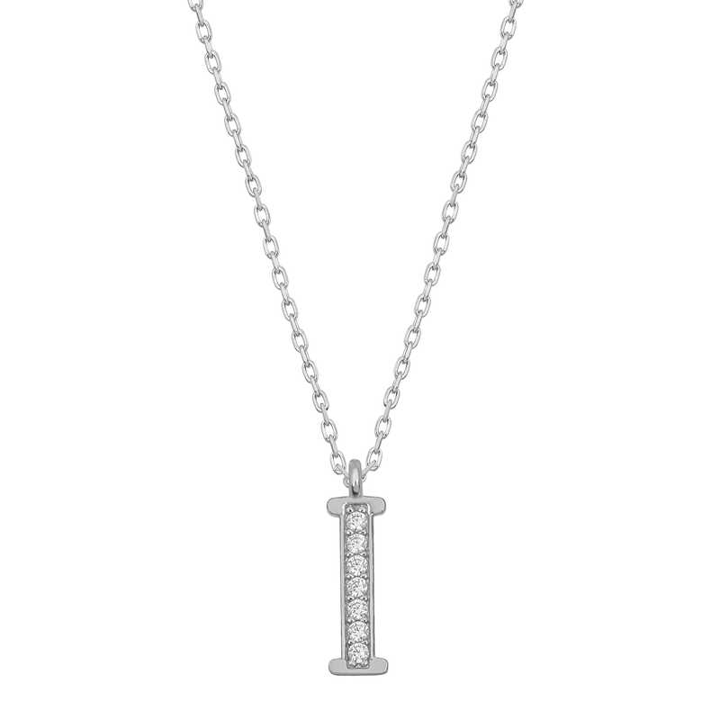 Silver Rhodium Letter I Women’s Necklace
