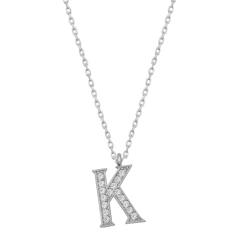 Silver Rhodium Letter K Women’s Necklace