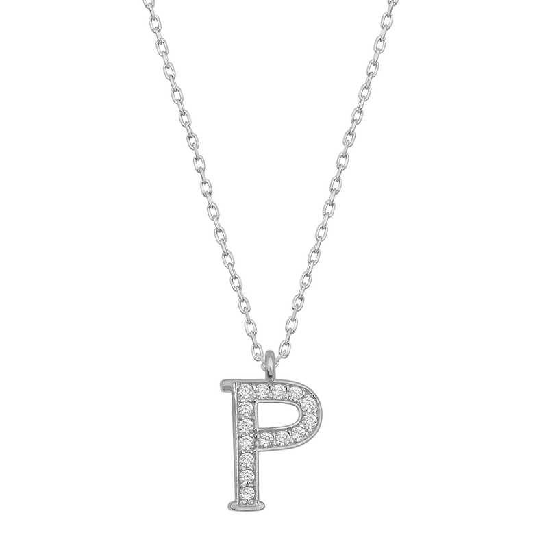 Silver Rhodium Letter P Women’s Necklace