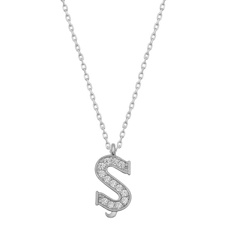 Silver Rhodium Letter S Women’s Necklace