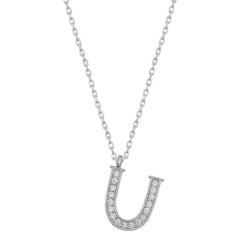 Silver Rhodium Letter U Women’s Necklace