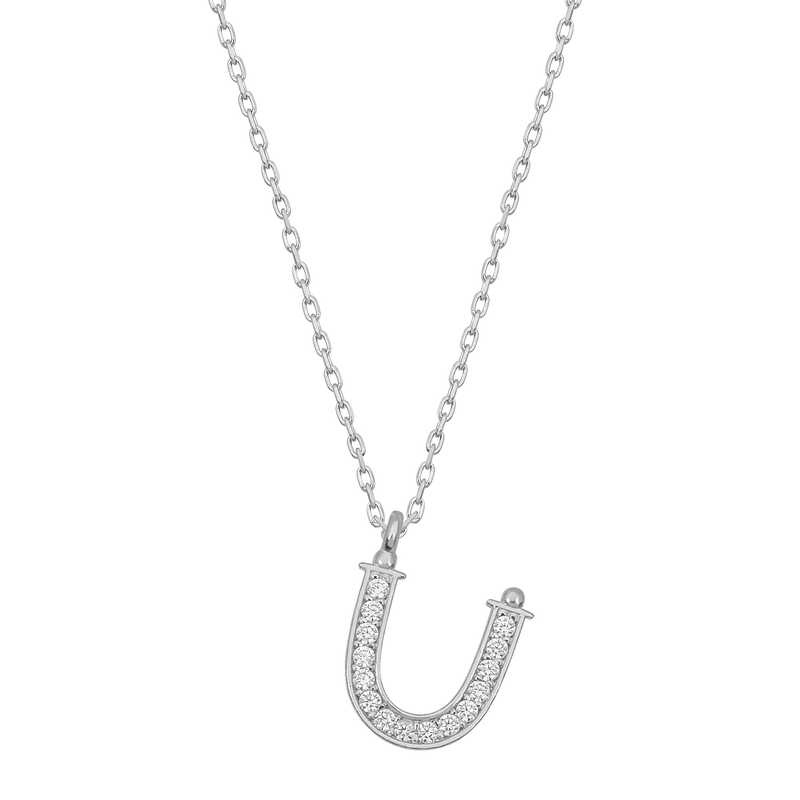 Silver Rhodium Letter U Women’s Necklace