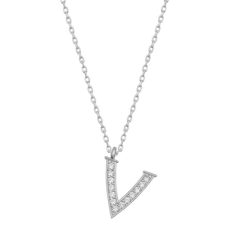 Silver Rhodium Letter V Women’s Necklace