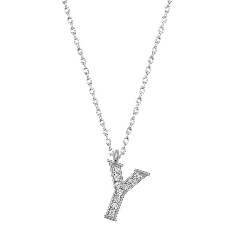 Silver Rhodium Letter Y Women’s Necklace