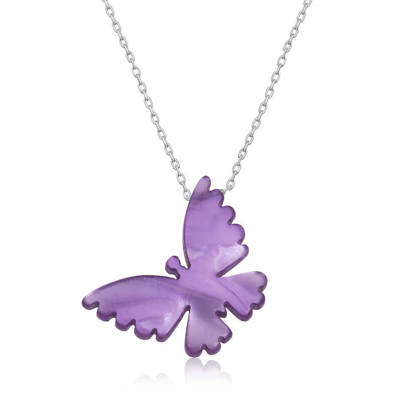 Silver Purple Butterfly Women’s Necklace