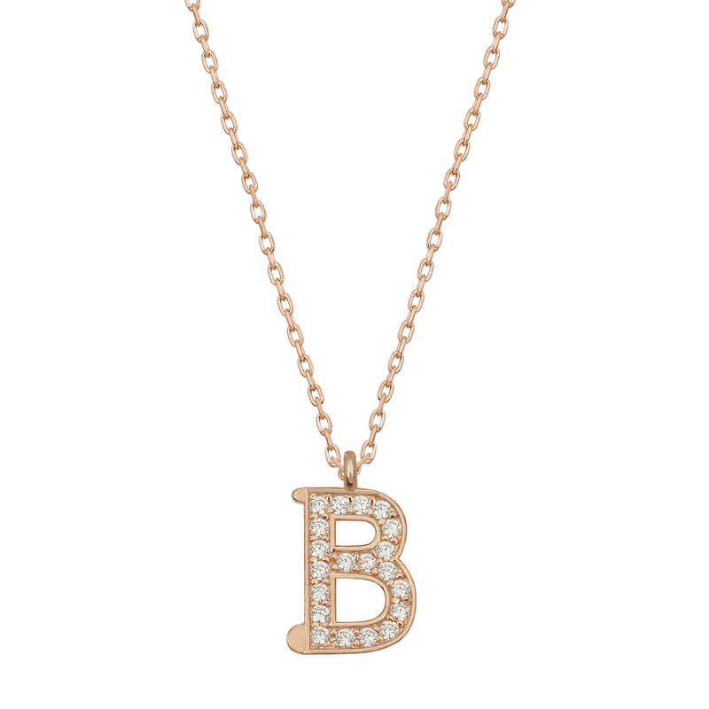 Silver Rose Letter B Women’s Necklace