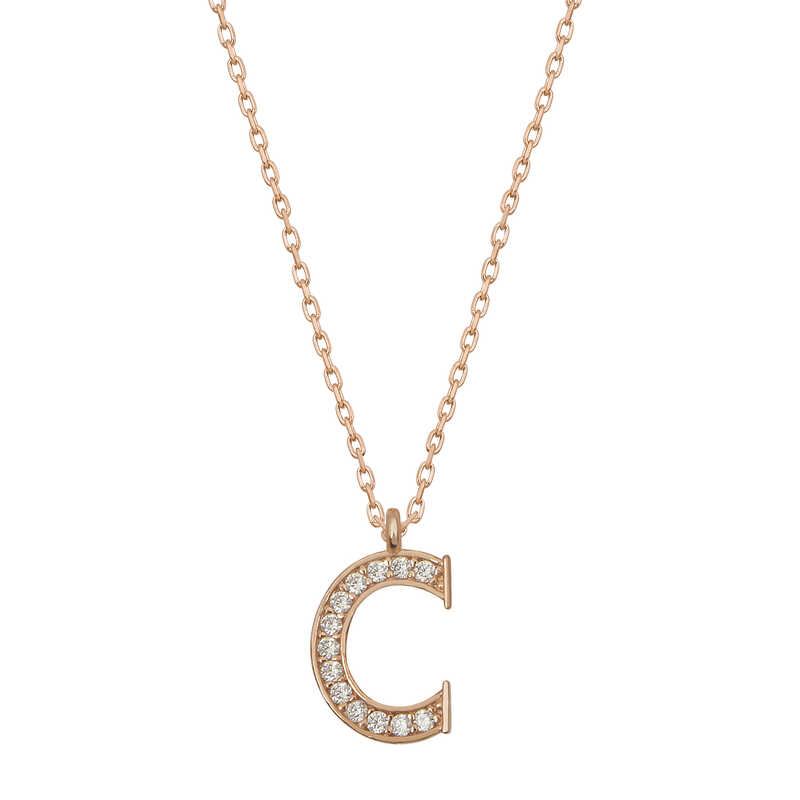 Silver Rose Letter C Women’s Necklace