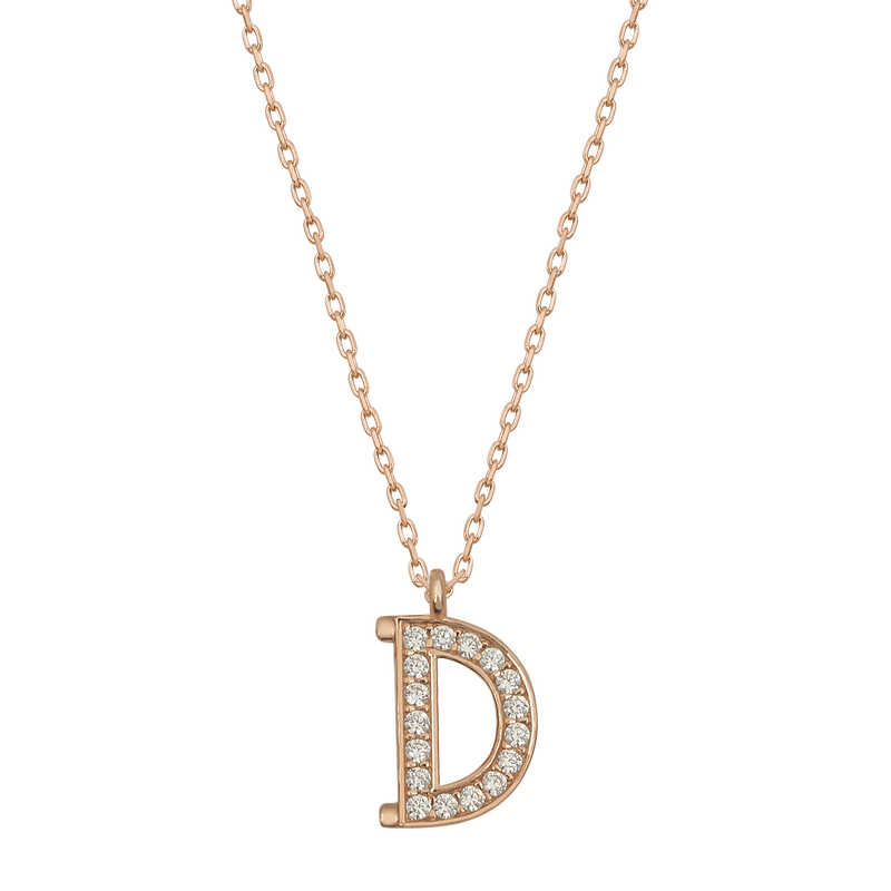 Silver Rose Letter D Women’s Necklace