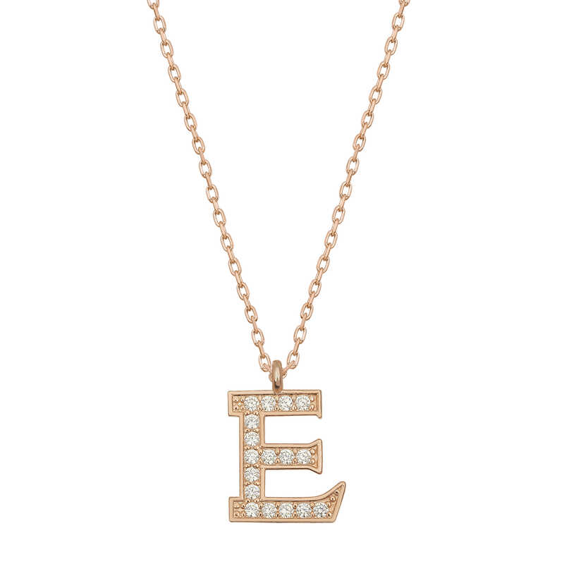 Silver Rose Letter E Women’s Necklace