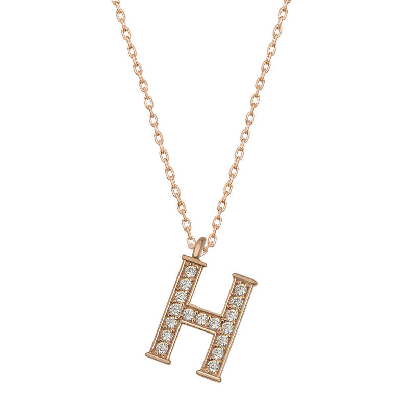 Silver Rose Letter H Women’s Necklace
