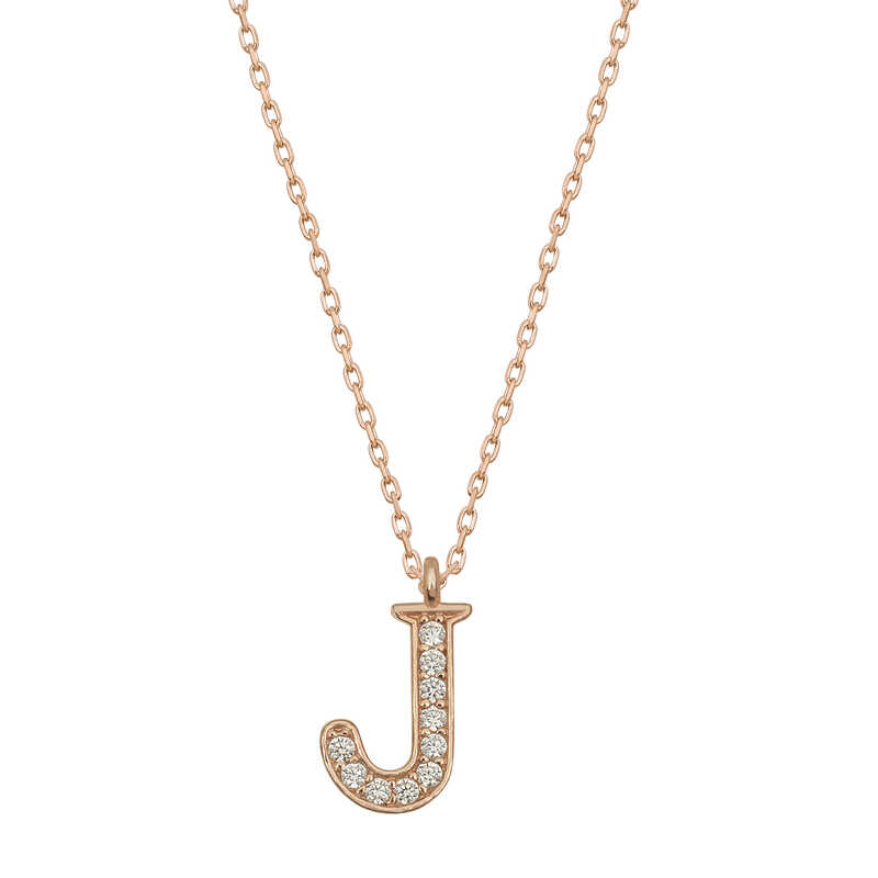 Silver Rose Letter J Women’s Necklace
