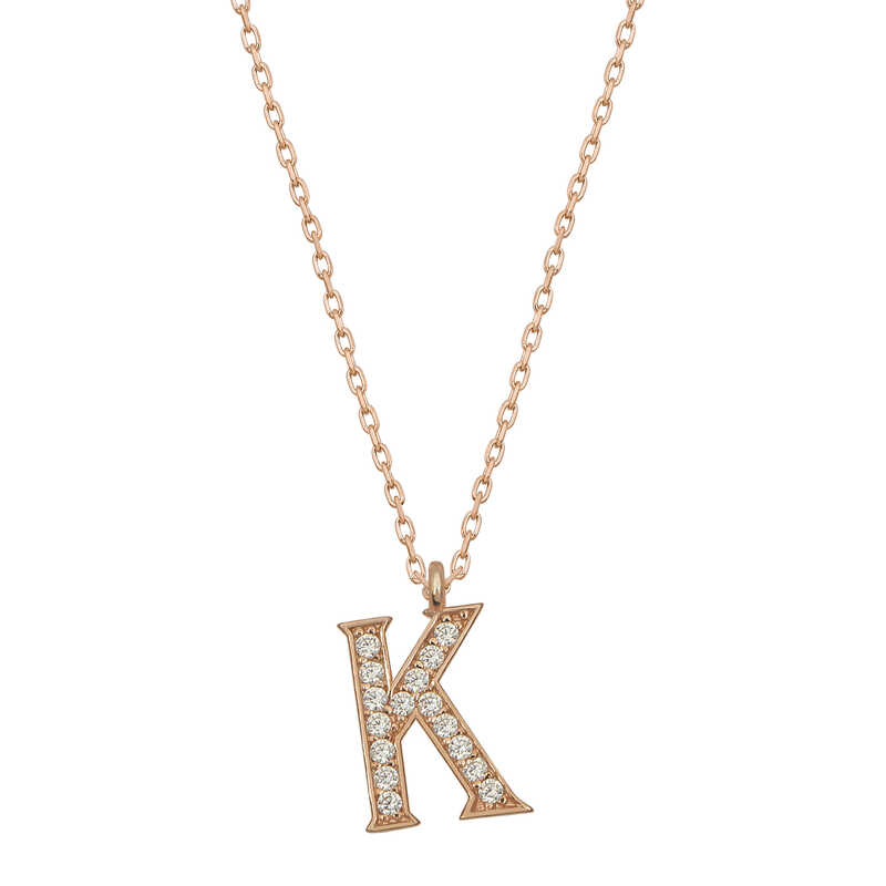 Silver Rose Letter K Women’s Necklace