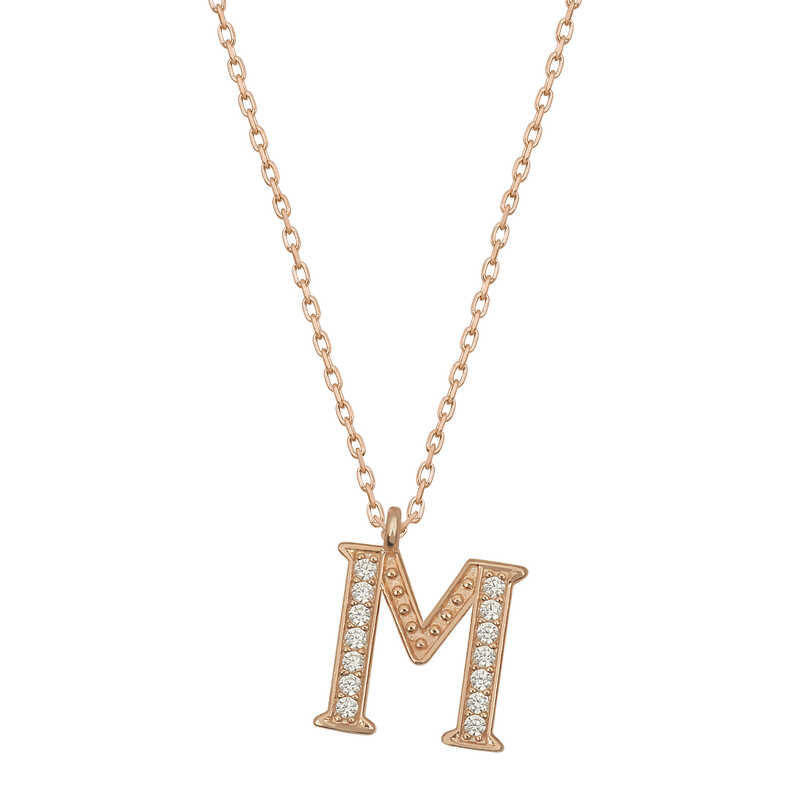 Silver Rose M Letter Women’s Necklace