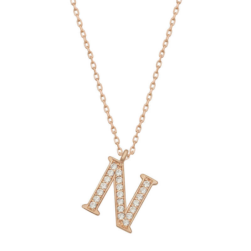 Silver Rose Letter N Women’s Necklace