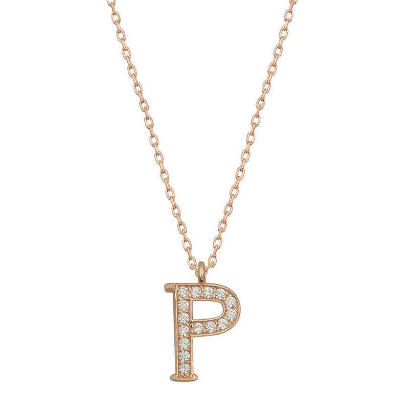 Silver Rose Letter P Women’s Necklace