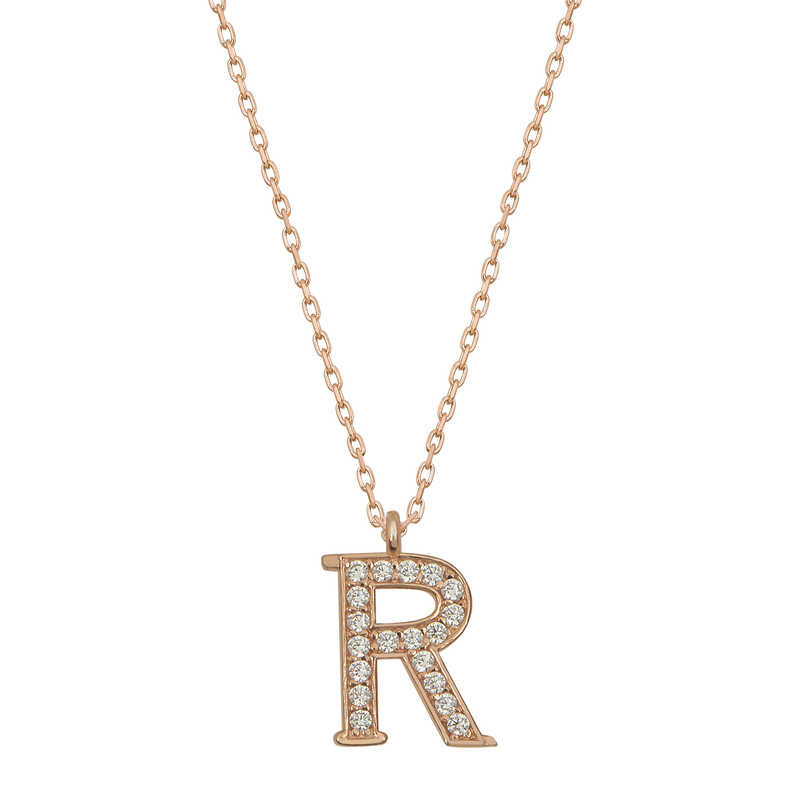 Silver Rose Letter R Women’s Necklace
