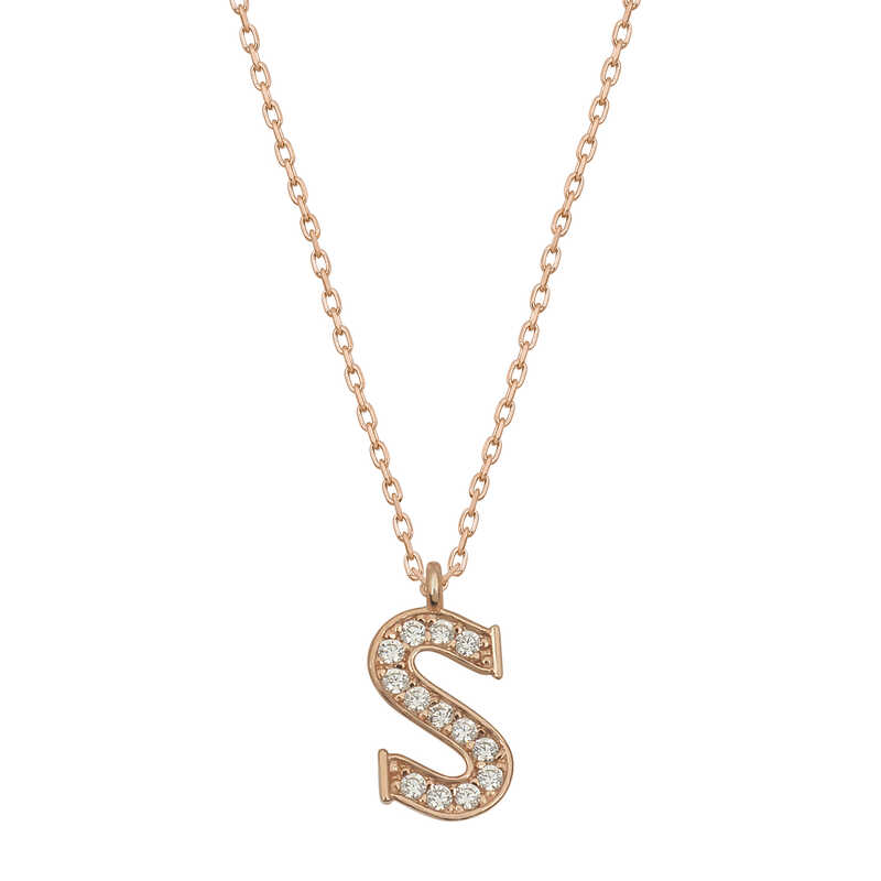 Silver Rose Letter S Women’s Necklace
