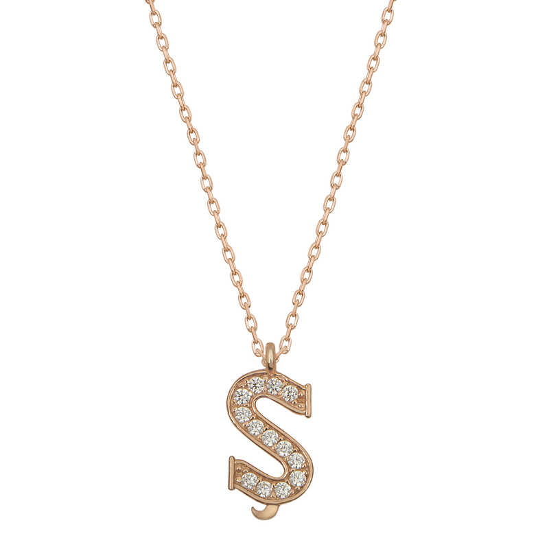 Silver Rose Letter S Women’s Necklace