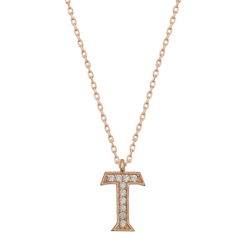Silver Rose Letter T Women’s Necklace