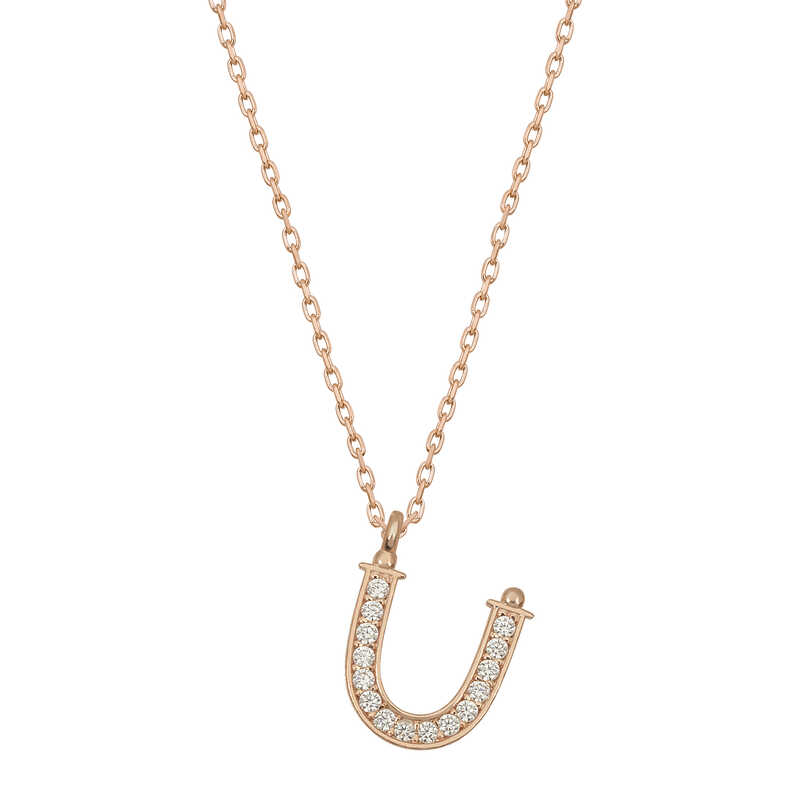 Silver Rose Letter U Women’s Necklace