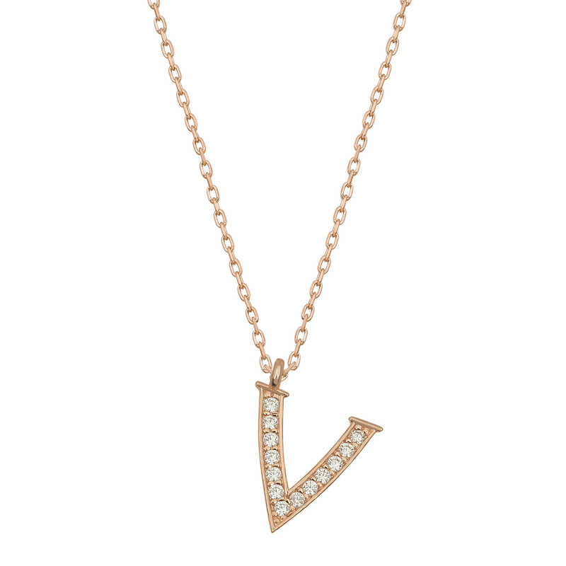 Silver Rose V Letter Women’s Necklace
