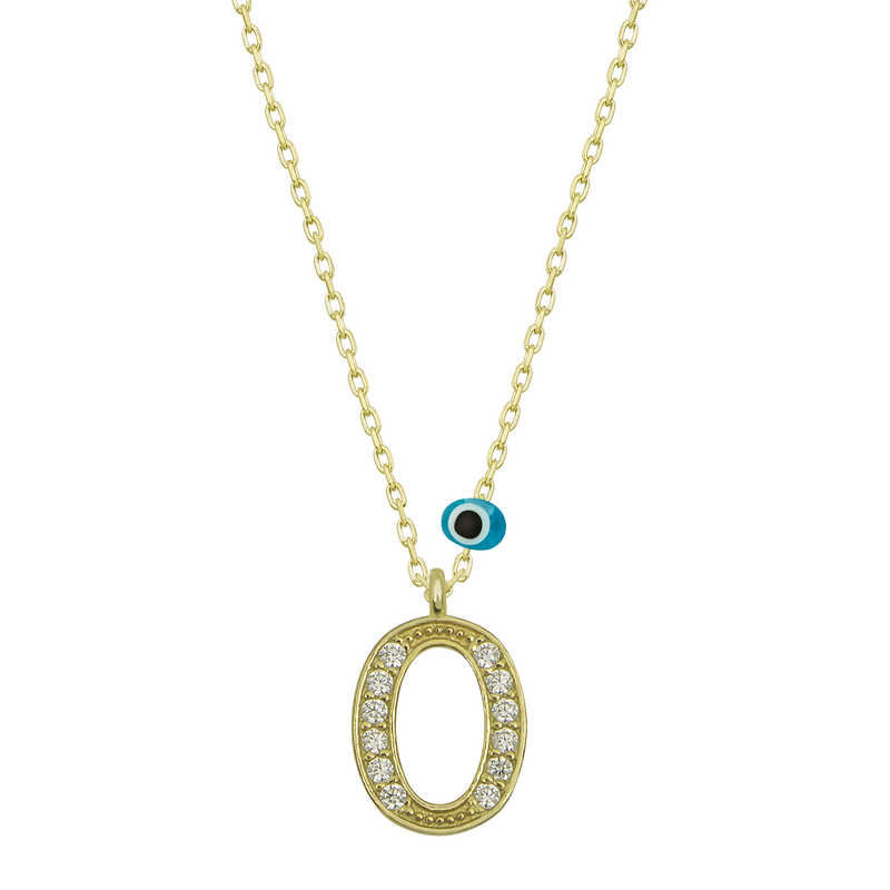 Silver Evil Eye Gold Letter O Women’s Necklace