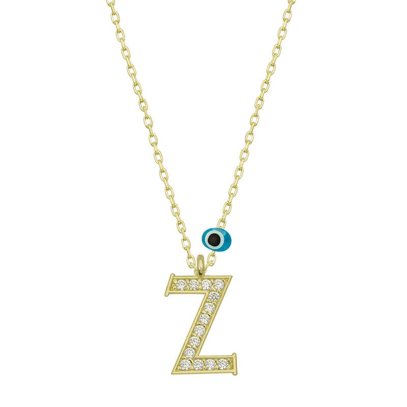 Silver Evil Eye Gold Z Letter Women’s Necklace