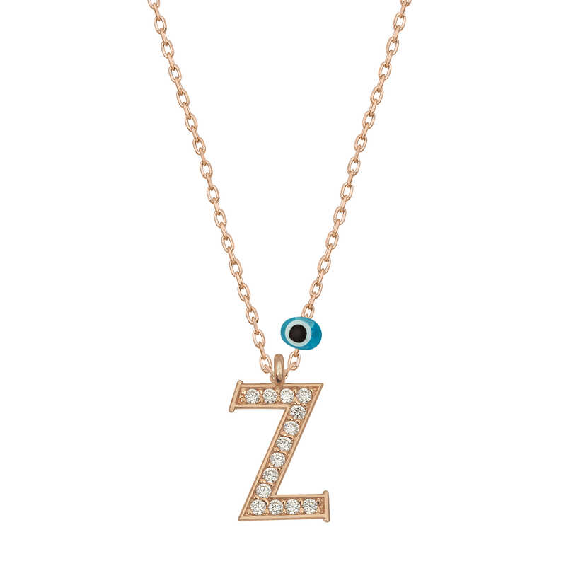 Silver Evil Eye Rose Letter Z Women’s Necklace