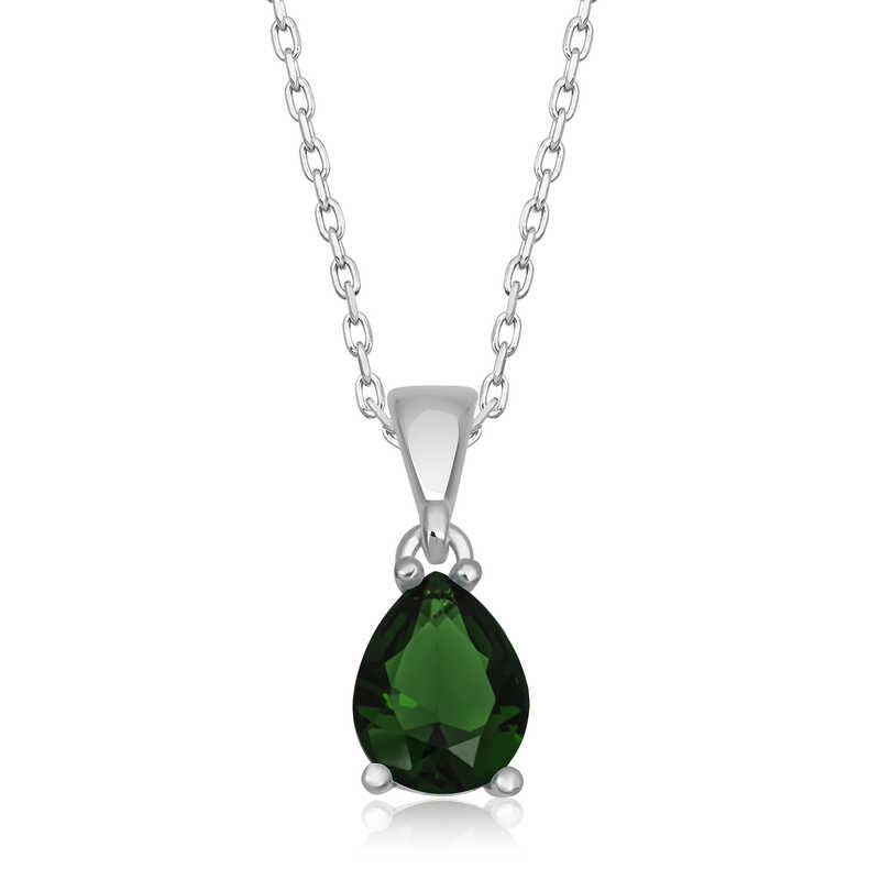 Silver Green Crystal Drop Stone Women’s Necklace