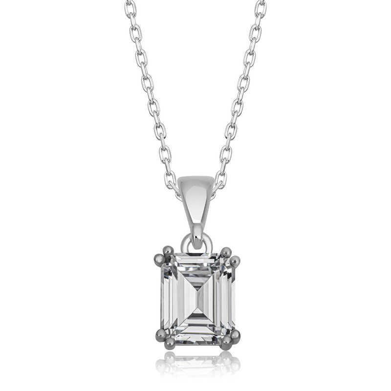 Silver Baguette Zircon Stone Women’s Necklace
