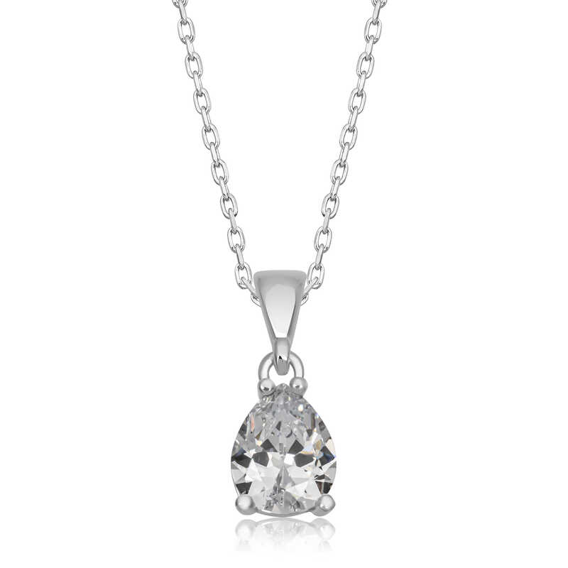 Silver Drop Zircon Stone Women’s Necklace