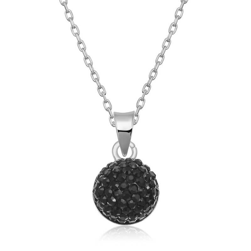 Silver Black Crystal Stone Women’s Necklace