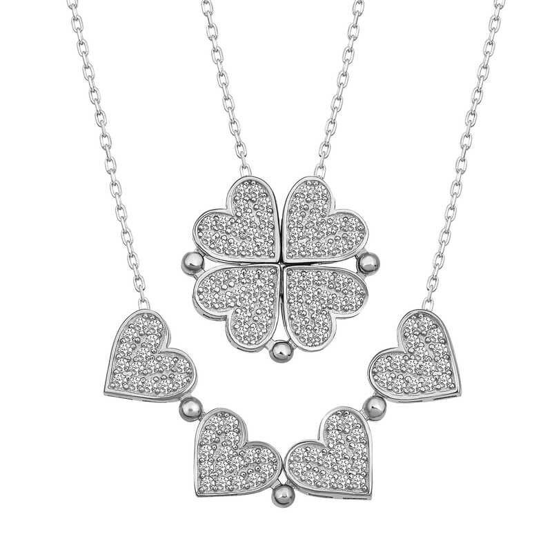 Silver Heart Clover Women’s Necklace