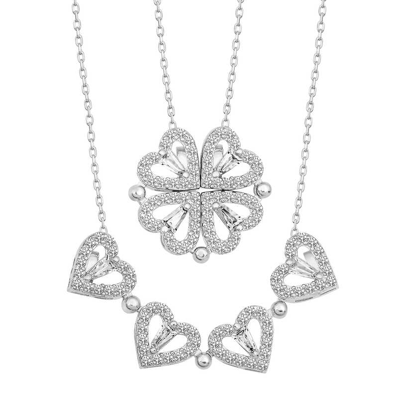 Silver Heart Clover Women’s Necklace