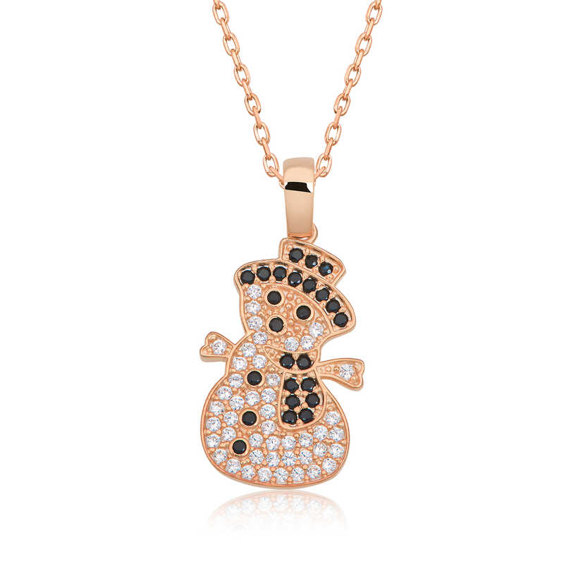 Silver Rose Snowman Women’s Necklace