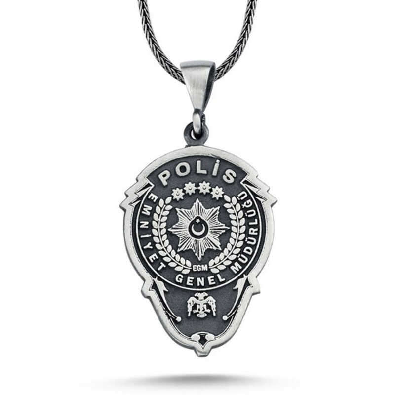Silver Police Department Police Crest Necklace