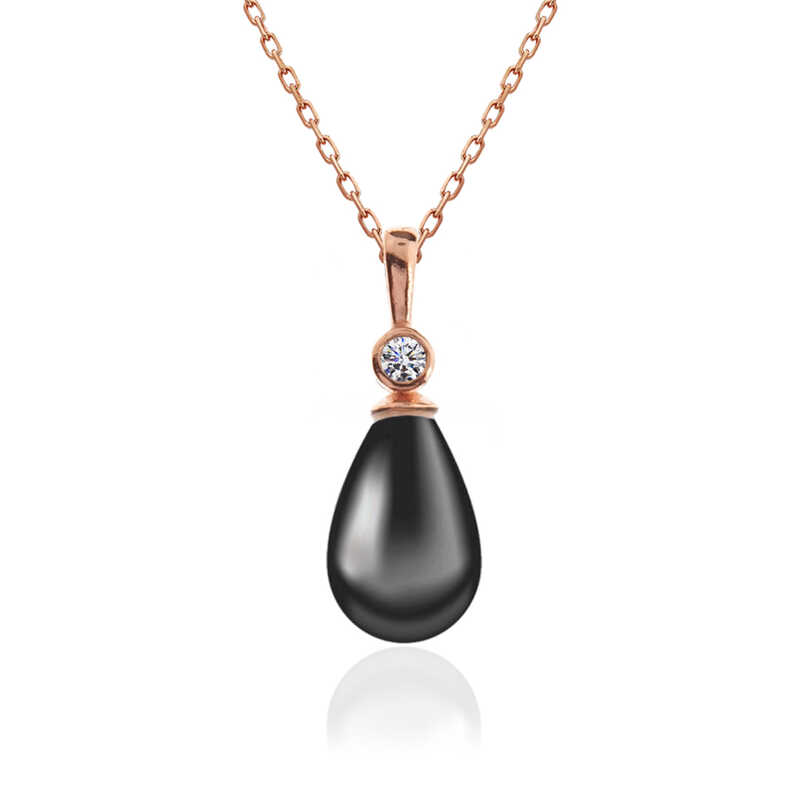 Silver Rose Drop Pearl Women’s Necklace