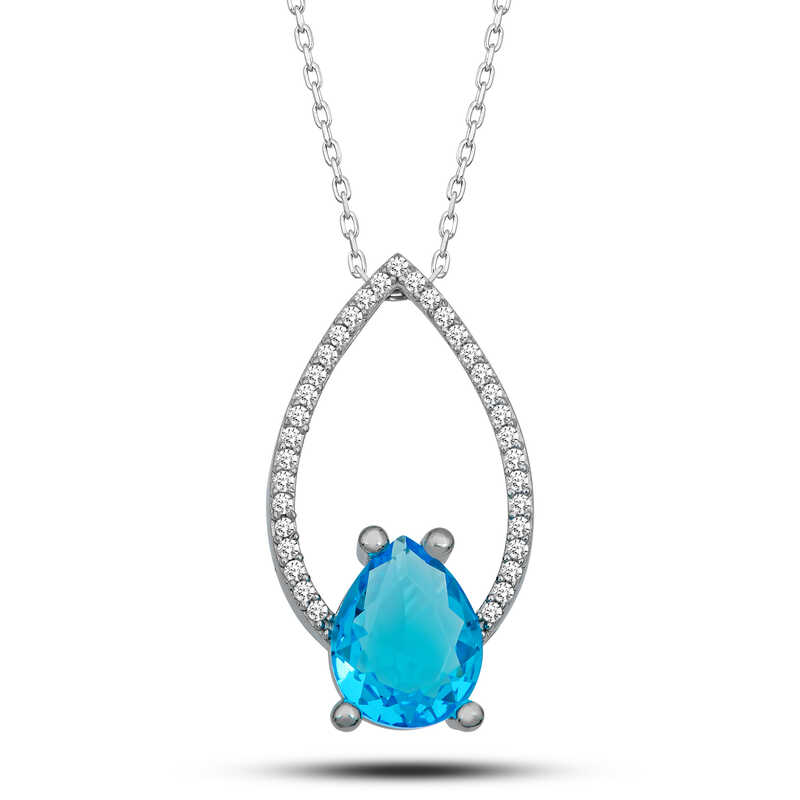 Silver Turquoise Stone Drop Women’s Necklace