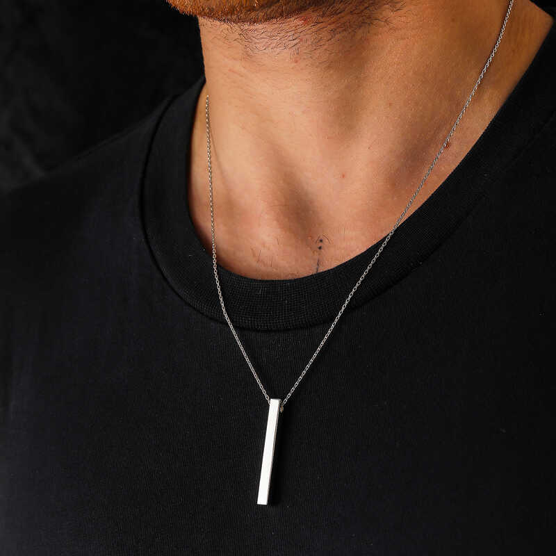 Silver Men’s Bar Necklace