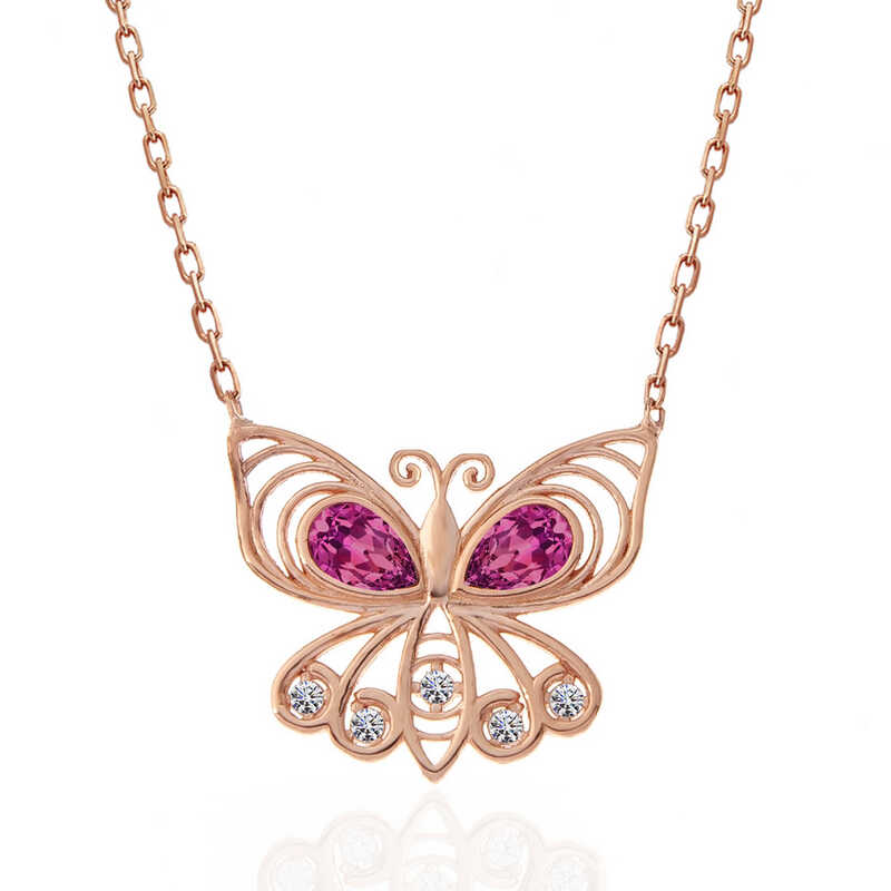 Silver Rose Butterfly Women’s Necklace