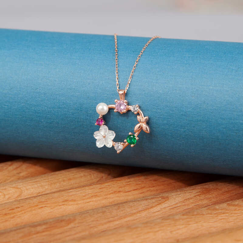 Silver Rose Heart Magnolia Flower Butterfly Women’s Necklace